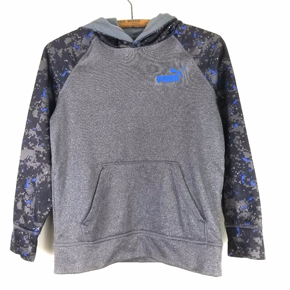Puma Other - PUMA Kids Camo Gray Blue Hoodie Sweater Jacket Med